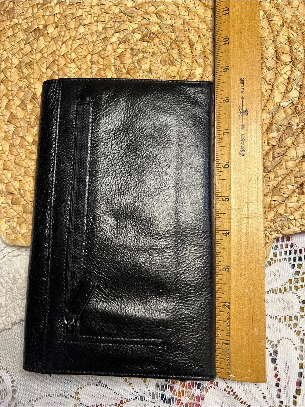 Nordstrom Classic Black Soft Leather Women's Clutch Wallet 3 Snap Compartments
